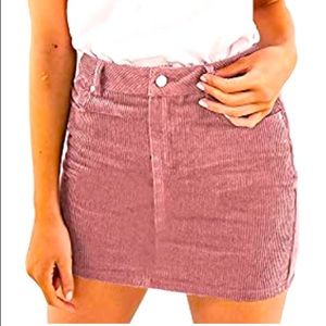 Rose Pink Corduroy Mini Skirt